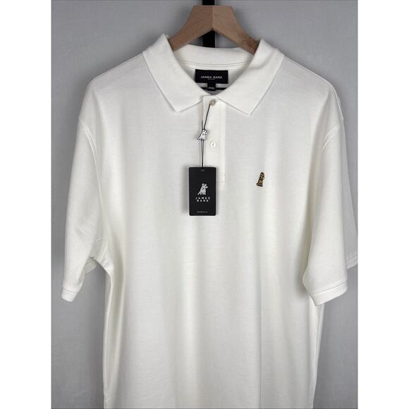 James Bark Men's Regular Fit Polo Shirt XXXL White Pima Cotton Embroidered NWT - Picture 4 of 11